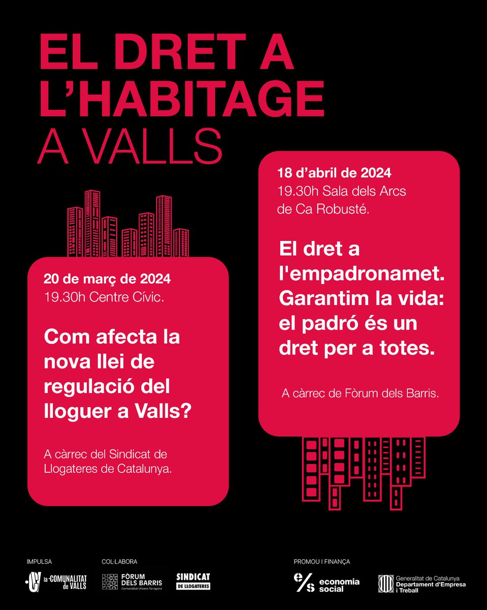 ComunalitatTgn's tweet photo. 🧱 Xerrada El dret a l'empadronament.
Data: 18 d'abril 19.30 h.
Lloc: Sala dels Arcs de Ca Robusté, Valls.
Organitza @vallscomunal
#drets #antirracisme #comunitats https://t.co/7u0iaFKoT6