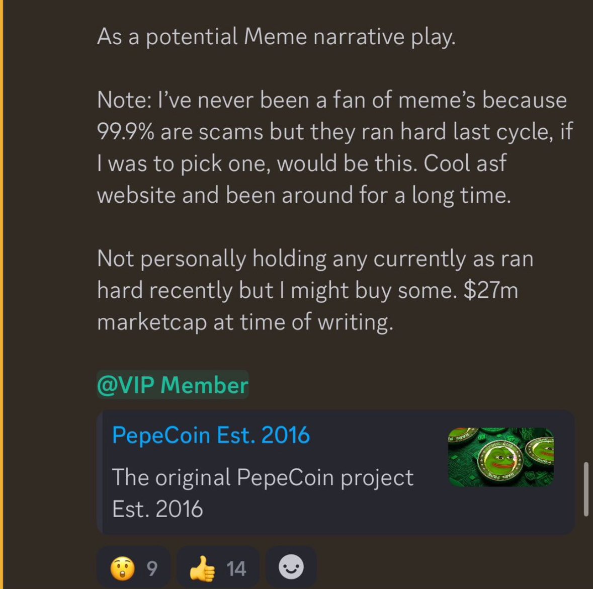 TC_Project_'s tweet photo. COMPETITION TIME! 

PRIZE: $200 $PEPE COIN #PEPECOIN (April 1st)

TO ENTER: 

1) Join the FREE news letter in my bio to keep up to date with the latest crypto signals & news. 

2) Retweet this tweet 

3) Follow us on X 

This might be the BEST discord community I’ve ever come across. No cap. Check it out.  

- They called $KAS @ $0.003
- They called #pepecoin @ $27m MC
- They called $TAO @ $30
- They called $FI @ $3m MC 
- They called $SMT @ 0.18 

To see more content around the signals made inside, check the link in my bio 🤝