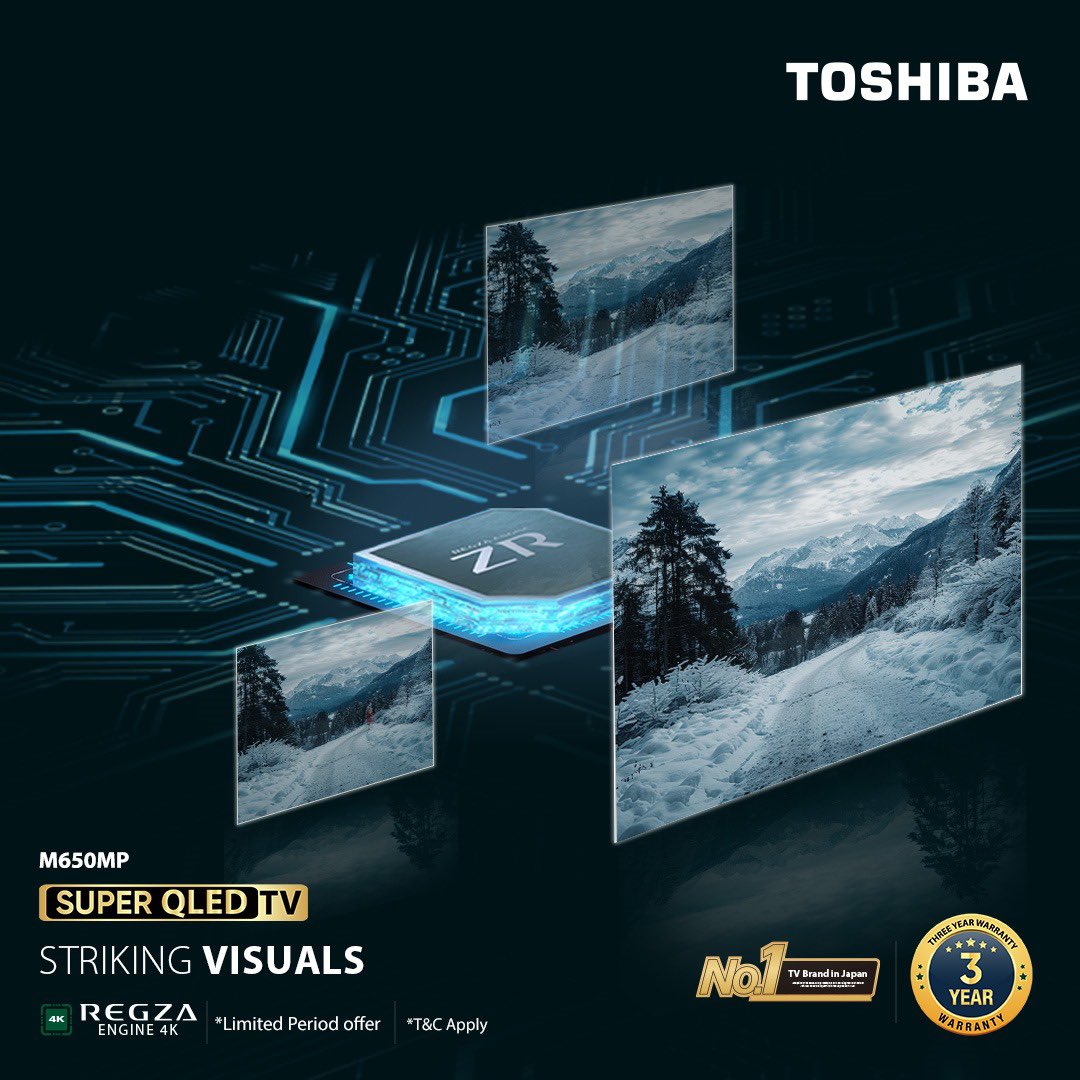 Watching TV will never be the same again. The Toshiba M650MP Super QLED TV delivers an unforgettable viewing experience. Buy Now: bit.ly/3F6BCqD bit.ly/3PBENvO #ToshibaTV #M650MP