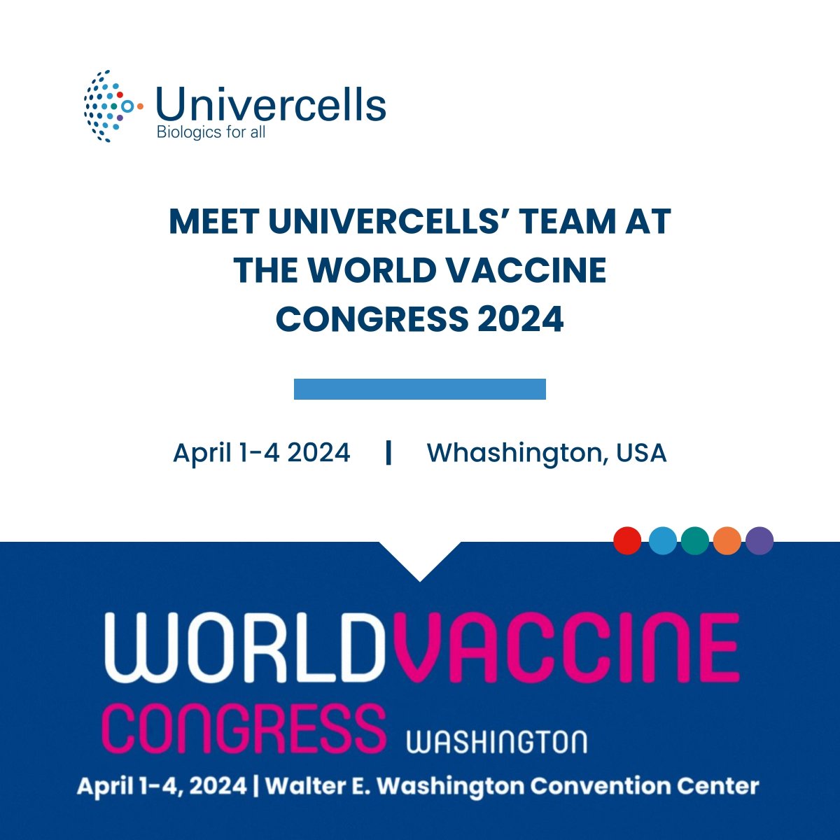 Next week is the World Vaccine Congress! A delegation of @Univercells &amp; affiliates, <a href="/Quantoom/">Özdeş MERAL</a> &amp; @Exothera, will be present. See you in Washington!