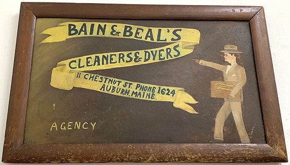 AntiqueDigest's tweet photo. At the Nameless Art + Design Show: Kevin Duffy, owner of Candler Arts, Atlanta, Georgia, offered this store sign from Auburn, Maine, for $1200 https://t.co/zT56d89SLY #antiques #antique #vintage #art #artist #Americana #folkart #Auburn #Maine #sign #Bain #Beals https://t.co/wE7AiJ6NQA