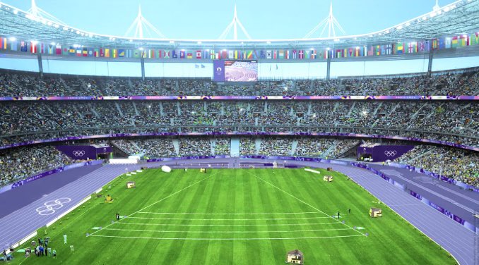 The three colors of the @Paris2024 Olympic & Paralympics track unveiled: two shades of purple (one lighter, closer to lavender, and the other darker), and grey, for the outer sides. The Italian company Mondo will produce the 17,000 m2 track. 300 world records set on Mondo tracks.