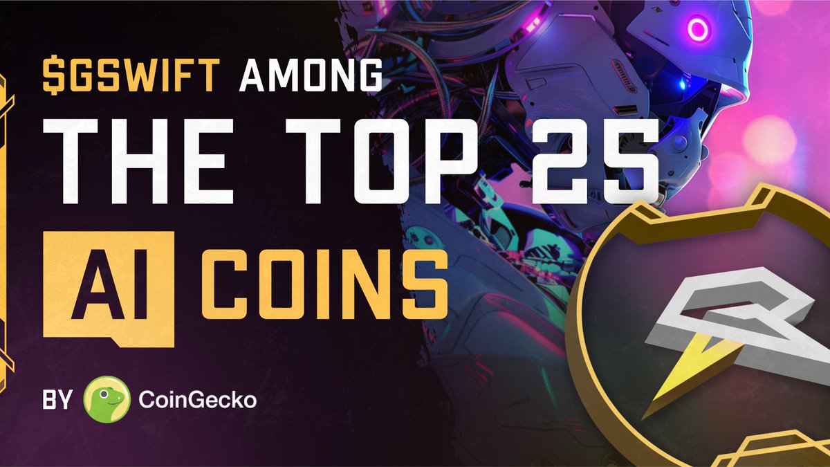 🗞️ $GSWIFT recognized by <a href="/coingecko/">CoinGecko</a> as one of the top 25 most popular #AI coins.

The growth of the AI sector is aggressive, positioning itself as the main narrative of 2024.

And $GSWIFT is still a low-cap token, currently at $37M.