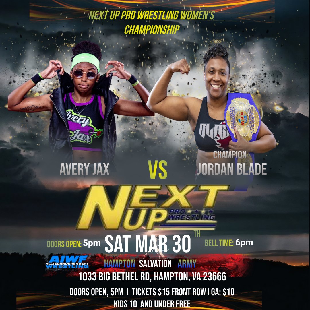 NextUpPro's tweet image. We're just 4 days away from Next Up 9, which is going to be one of our best shows to date! We have 7 matches and 3 championships on the line! Front row seats are moving fast!

🎟 link in the bio
 #independentwrestling #wrestling #nextupprowrestling  #virginia #hamptonvirginia