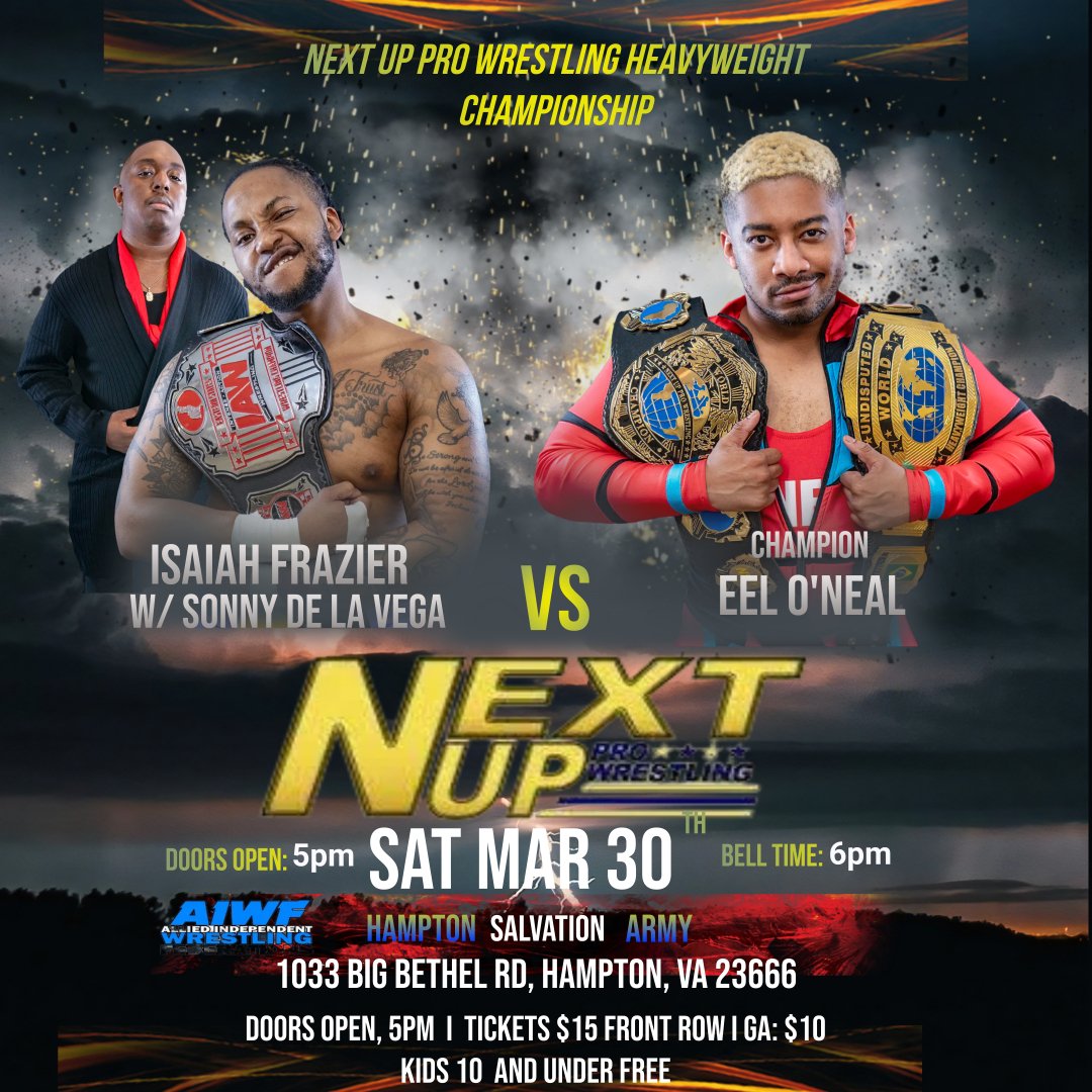 NextUpPro's tweet image. We're just 4 days away from Next Up 9, which is going to be one of our best shows to date! We have 7 matches and 3 championships on the line! Front row seats are moving fast!

🎟 link in the bio
 #independentwrestling #wrestling #nextupprowrestling  #virginia #hamptonvirginia