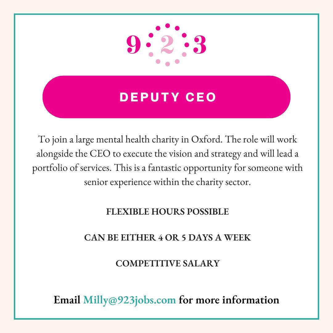 ⭐️JOB SHOUT OUT⭐️ Exciting opportunity for someone to join a leading mental health charity based in Oxford. 🔸As a senior role, the hours are flexible 🔸4 or 5 days a week 🔸Competitive salary 👉Milly@923jobs.com #oxfordjobs #oxfordshirejobs #flexiblejobs #flexibleroles