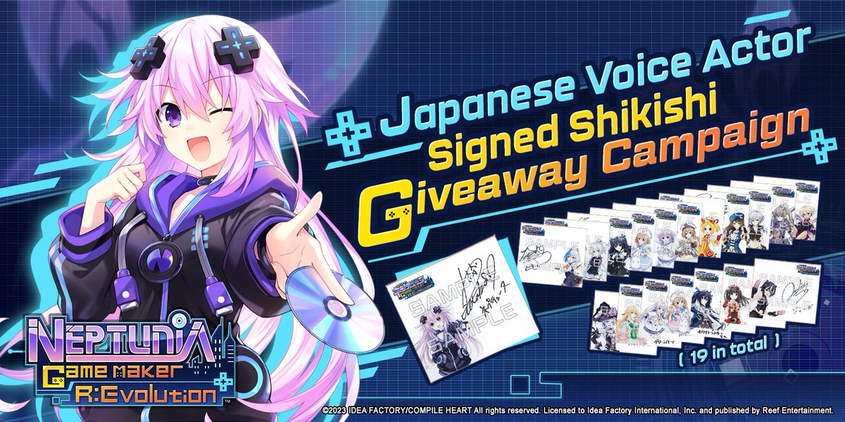 Over the next few weeks, we're giving away 19 Shikishi Boards of the characters from #NeptuniaGameMakerREvolution signed by their Japanese voice actors!

We'll be running multiple Shikishi giveaways in the coming weeks, stay tuned for more info! 👀
