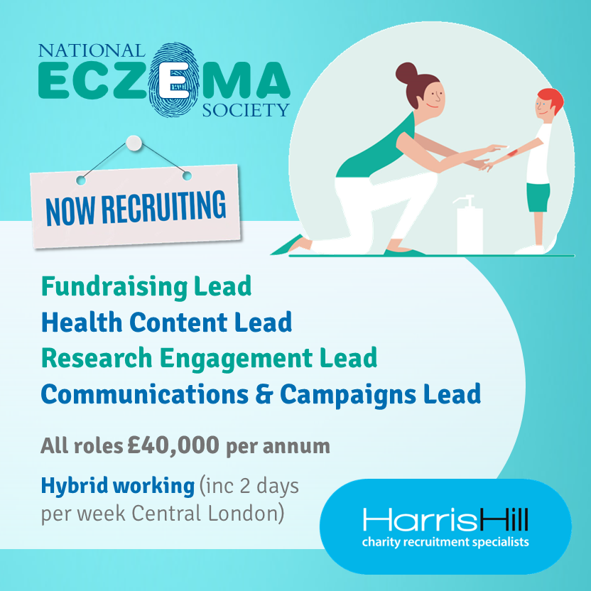 The National @eczemasociety is a small #charity with a big impact and huge potential, and we have 4 unique new opportunities to lead the way. Full details on our dedicated site at bit.ly/3TQtmmG! #charityjobs #jobs #thirdsectorjobs #healthjobs #notforprofitjobs #eczema