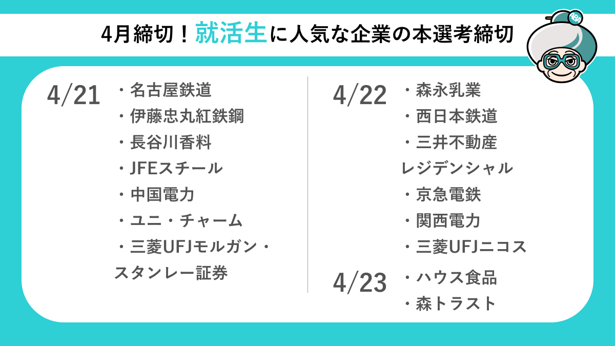 ababa__official's tweet photo. 【25卒】4月後半の本選考締切企業一覧 https://t.co/Pr8wxdIlcn