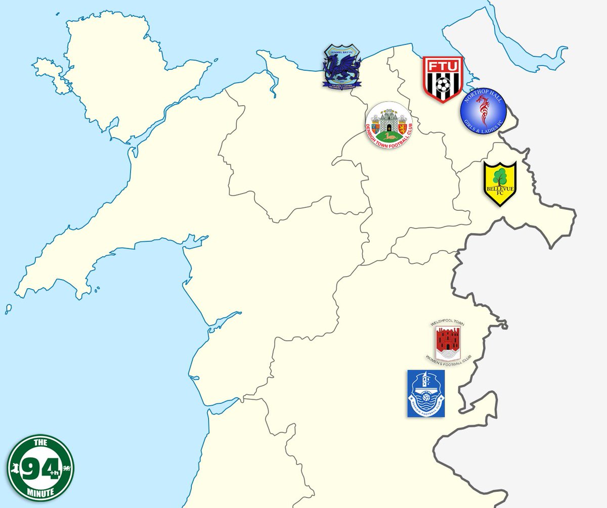The94thMin's tweet photo. In preparation for a blog that will be released next week, I have created a #footballmap showing the locations of the 7 teams competing in this season's North Wales Women's League - East Division. https://t.co/nnjgkCxW9y