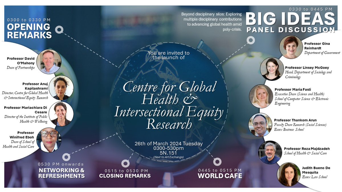 Yesterday marked the inauguration of the 'Centre for #Global_Health and #Intersectional #Equity Research'. I was struck by the alignment of #interdisciplinary speakers who acknowledged #power, #economics, and #knowledge #imbalances in global health. Kudos to @AKapilashrami.