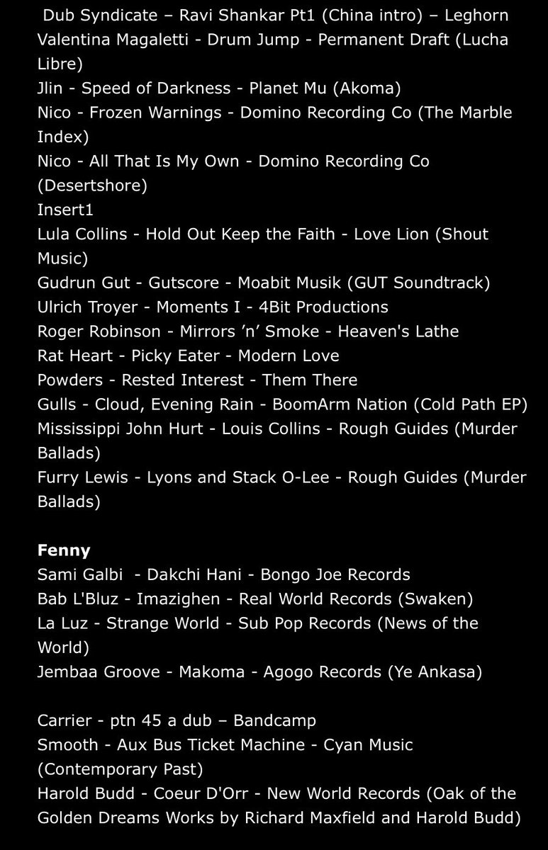 On the Wire, the whole tracklisting from last weekend Audio links at otwradio.blogspot.com ⁦@slackcityradio⁩ ⁦@totallyradio⁩