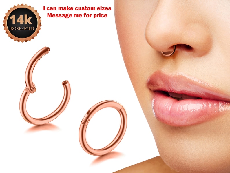piercednlovely's tweet photo. 14K Rose Gold Clicker Hoops Nose Ring,Lip Piercing Hinged Ring-Clicker Hoops Body Jewellery Ring-Solid 14K Gold Piercings. #14krosegoldseptumring #bullpiercing #nosering #lipring #hingering #clickerhoop #clickerring #segmentring #clickerhoopsnosering
๐https://t.co/1m1p9KecCi https://t.co/8upeC0K1r4