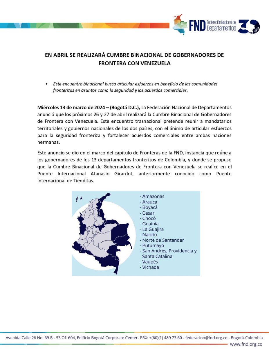 CaracolRadioTun's tweet photo. #Video4 | Por último, @CarlosAmayaR envió un mensaje de calma y diálogo a los diferentes actores políticos del país e indicó que la Cumbre Binacional de #Gobernadores de Frontera con #Venezuela se mantendrá para finales del mes de abril. @FNDCol @GobBoyaca https://t.co/lmwVQ8abyl
