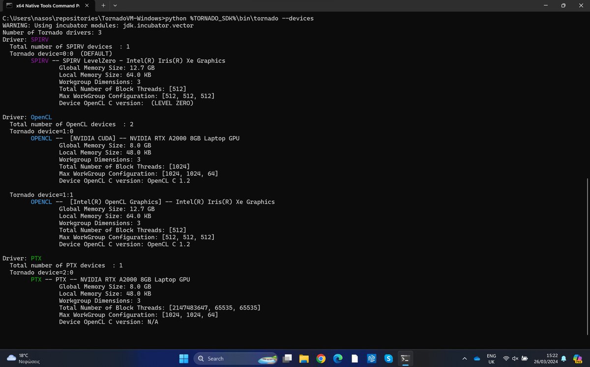 New #TornadoVM release! And this release includes many enhancements! I have already tried the native installation on #Windows 10/11 with #spirv #cuda and #opencl!