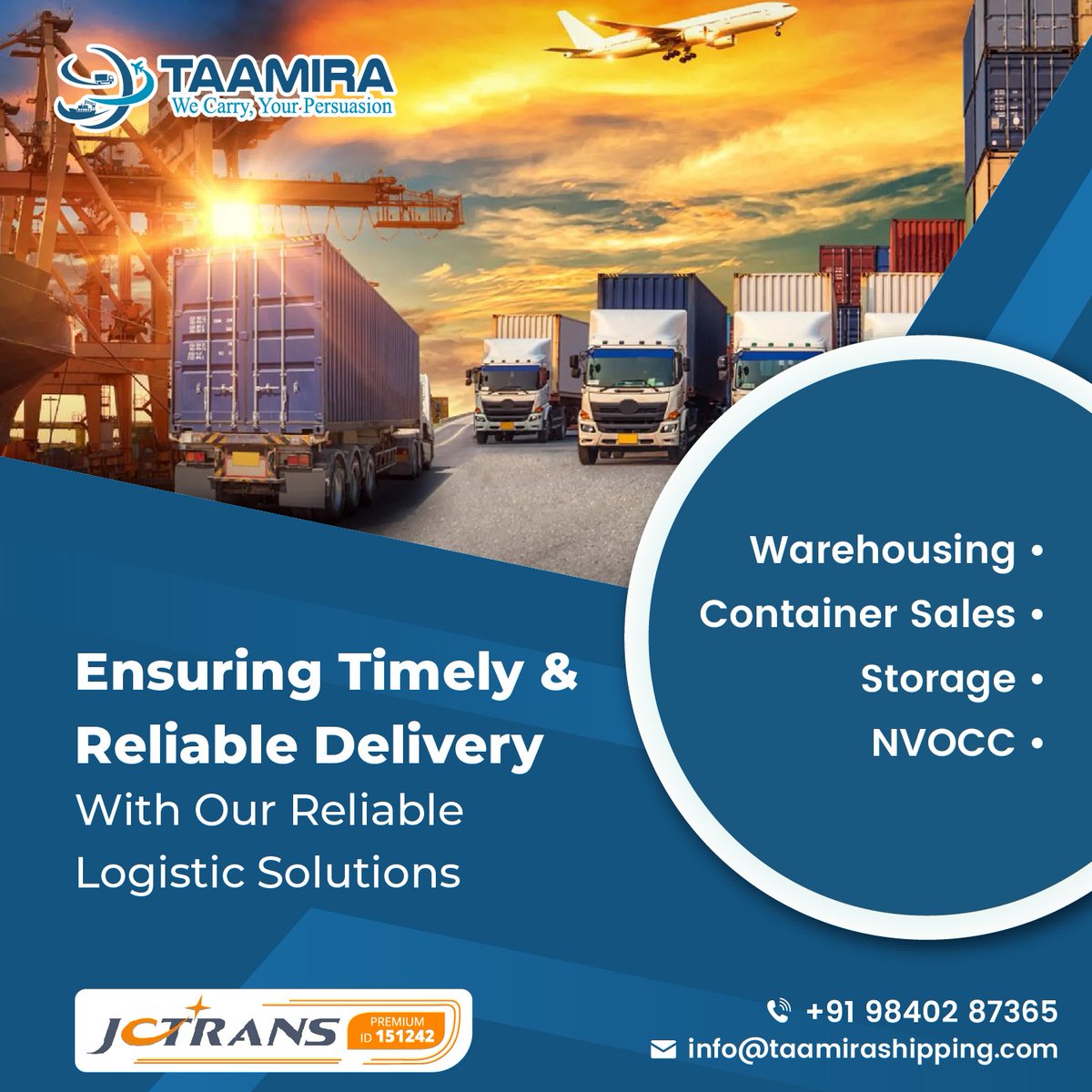 TaamiraLtd's tweet image. #taamirashipping is offering Worldwide #logistsics services at the most adorable price. 
We change the way you do business by making it easier for you to transfer your cargo across the globe
 
#Import #export #freightforwarding #warehousing #Shipping #chennai #India