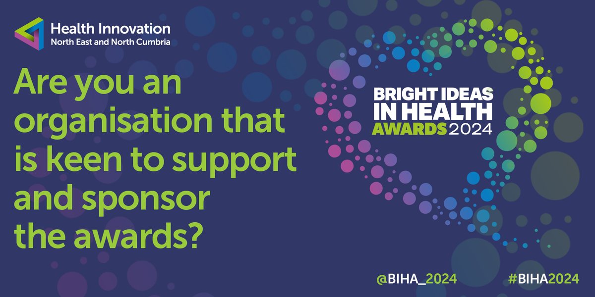 The #BIHA2024 will be launching very soon and now is your chance to support the awards! 📩 Email Sarah Black to find out about the sponsorship opportunities available - sarah.black@healthinnovationnenc.org.uk