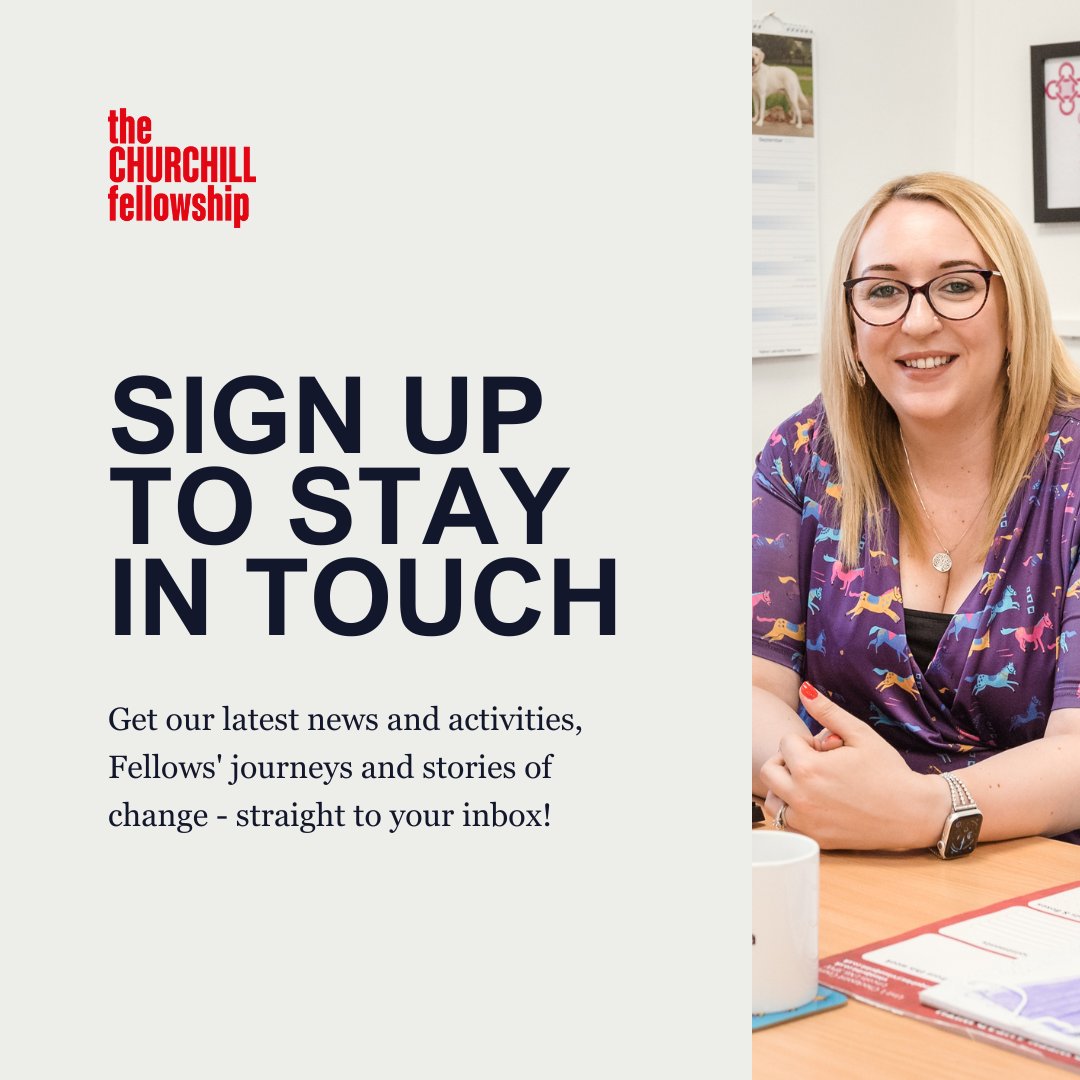 Want to stay updated on what's happening at the Fellowship? Sign up for our monthly newsletter and be the first to hear about our latest news and activities, our Fellows' journeys, and the impactful changes they are making across the UK 📧 👉 churchillfellowship.org/about-us/conta…