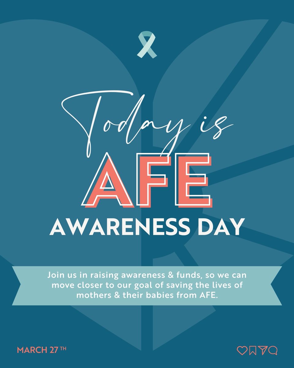 It’s AFE Awareness Day & we're rallying together for a cause close to our hearts. Today, we're calling on you to join us in raising awareness & funds, so we can move closer to our goal of saving the lives of mothers & their babies from AFE.  #afefoundation #AFEAwarenessDay