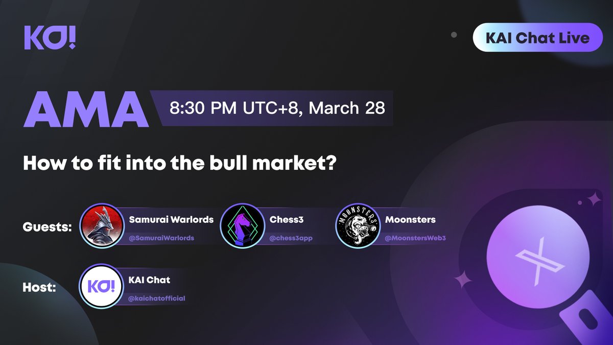 🚀Join us for an X space with @SamuraiWarlords, @chess3app, and @MoonstersWeb3! 📅 March 28 at 8:30 PM UTC+8 🎙️ Dive into the discussion and navigate the bull market's surging tides! twitter.com/i/spaces/1MYGN…