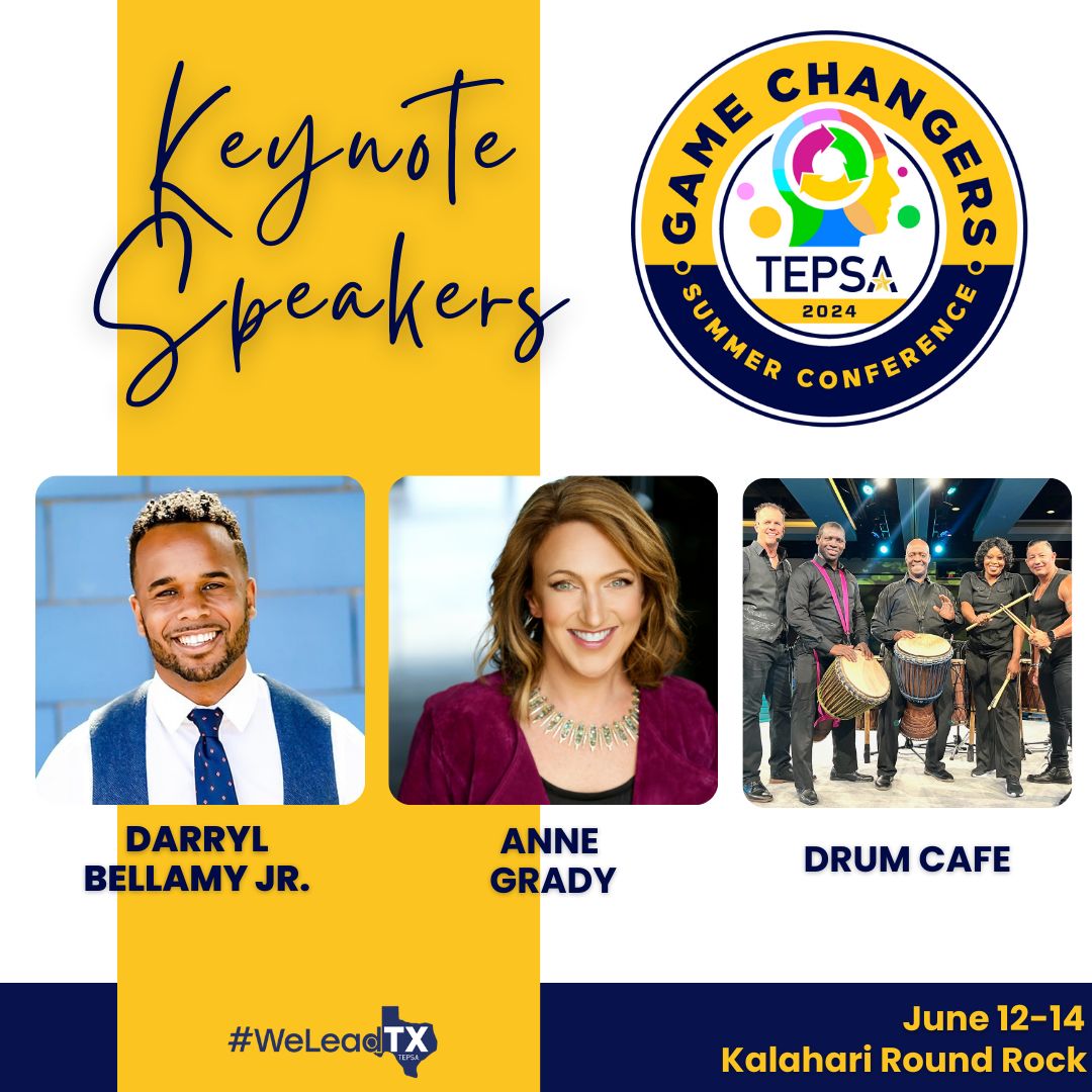 You won't want to miss these three inspiring keynotes at our TEPSA Summer Conference!

Register today: tepsa.org/summer-confere… 

#WeLeadTX #TXed