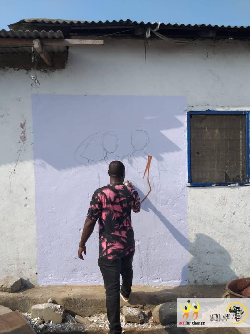 SRHR PROJECT We continue to share with you activity updates from the ongoing project dubbed “Addressing Reproductive Health Challenges through the Arts” funded by the Action Africa Giving Circle. This week, we collaborated with our resident artist Hamid Nii Nortey (1/2)
