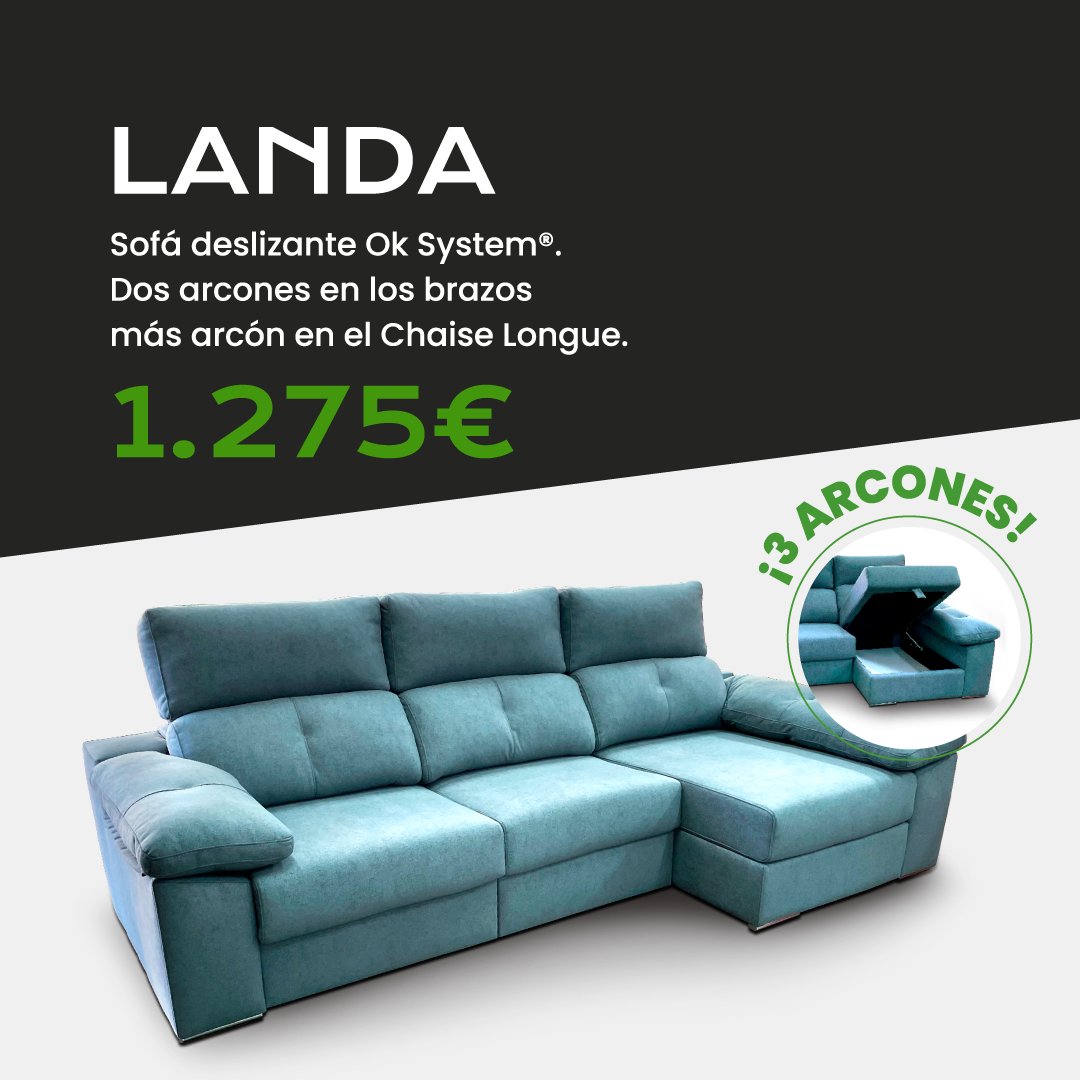 OKSofas_es's tweet image. Sofá modelo LANDA, con deslizantes OKSystem, dos arcones en los brazos y arcón en la chaise longue.

Por 1275€ no dudes en venir a probarlo.

Tu tienda más cercana aquí oksofas.es/buscador-de-ti…

#EstoyOK #OkSofás #OkOfertas #promoción #ofertas #decoración #rebajas
