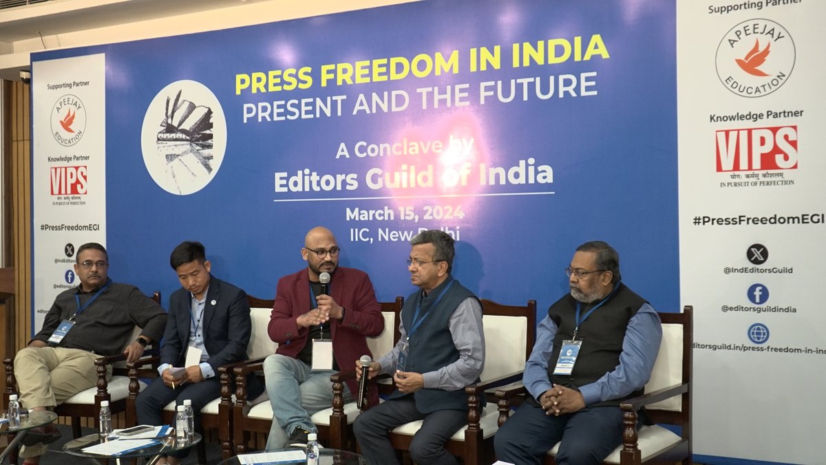 IndEditorsGuild's tweet photo. (3/4)
EGI further thanks @AbhinandanSekhr @betwasharma , Ms Gul Mathur from @DigipubIndia, and Mr. Mahtab Alam from @PCITweets, along with the dedicated volunteers from @VIPS_Delhi, for their efforts in programming and organising the conclave.
#PressFreedomEGI https://t.co/P5SFvGW7rK