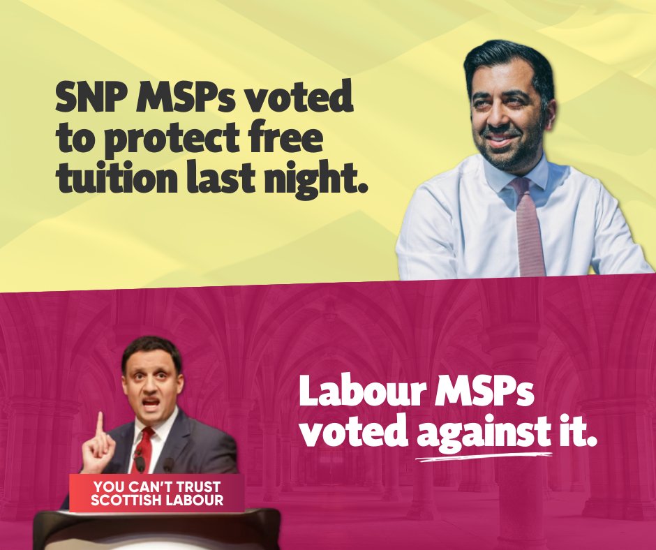 🥀 Labour and the Tories simply can't be trusted on Scottish education. ❌ Both parties voted against free tuition fees in Parliament last night. 🏴󠁧󠁢󠁳󠁣󠁴󠁿 Only @theSNP will stand up for Scottish students. 📲 More info: graemedey.info/only-the-snp-c…
