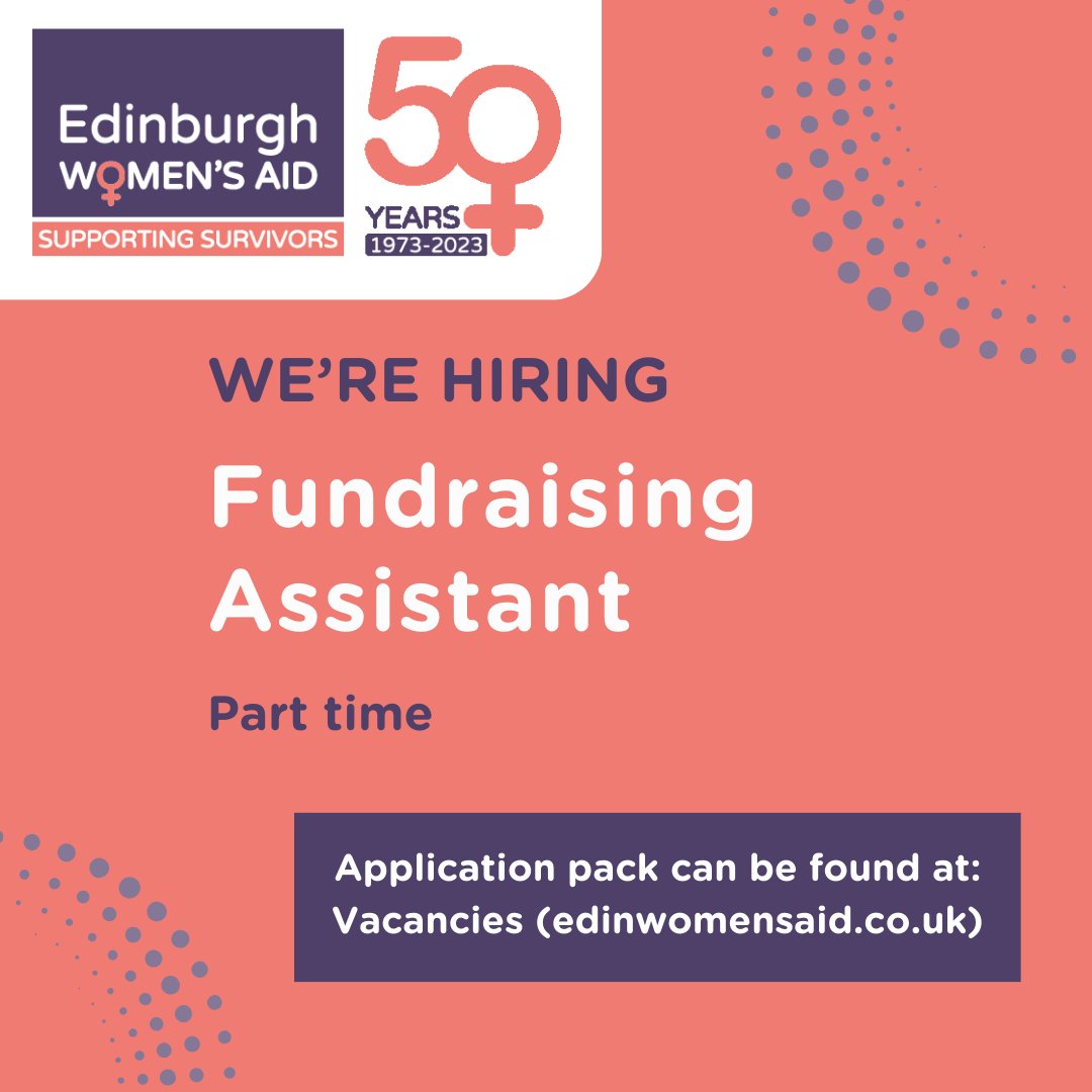 We have an exciting new opportunity to join the team here at Edinburgh Women's Aid as a Fundraising Assistant! An application pack and further details can be found here: buff.ly/3ZrbfEz #Edinburgh #CharityJob