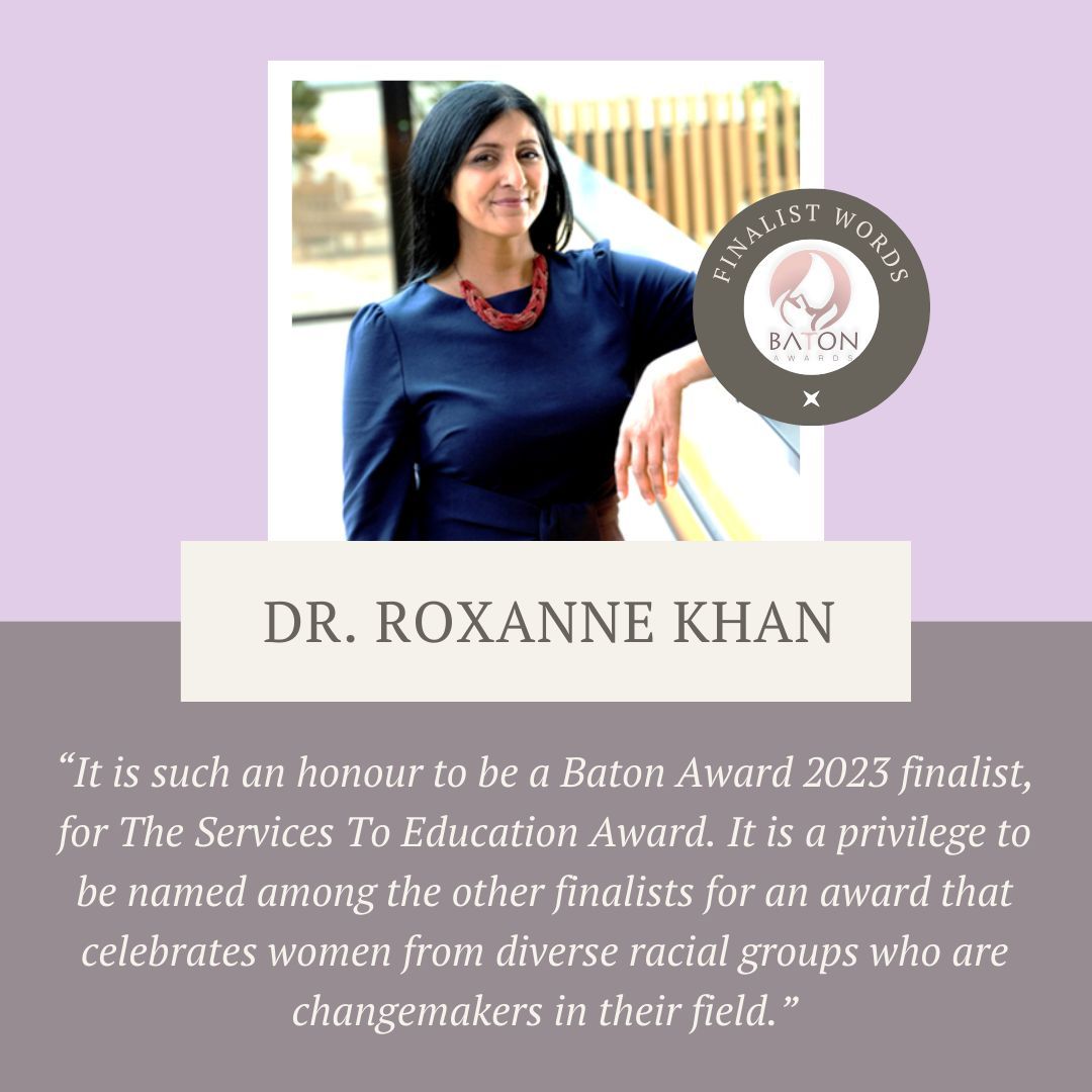 Here are a few words from Dr. Roxanne Khan, our finalist of The Services to Education Award 🏆 Thank you everyone for joining us at The Baton Awards and helping us shine a light on outstanding women from diverse racial groups who are making a difference in the world!