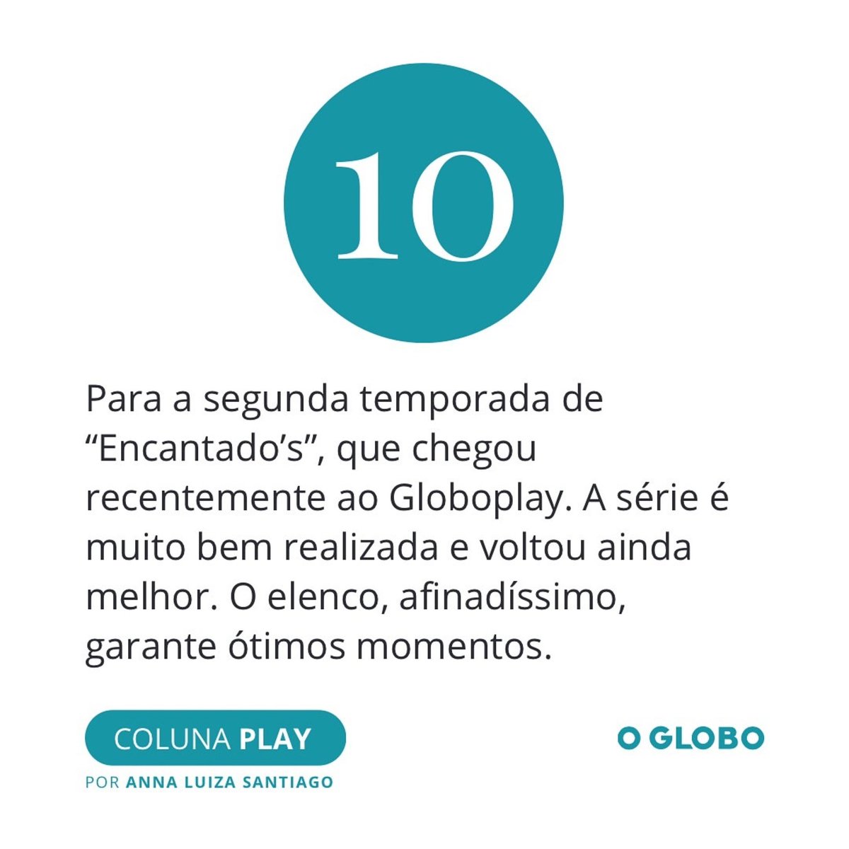 RenataAndradeRJ's tweet photo. Que coisa boa… Mais um 10 pra gente, time! 🥰❤️

#Repost @colunaplay
・・・
#notadez #colunaplay #Play #oglobo #jornaloglobo #encantados https://t.co/l1adizg1OL