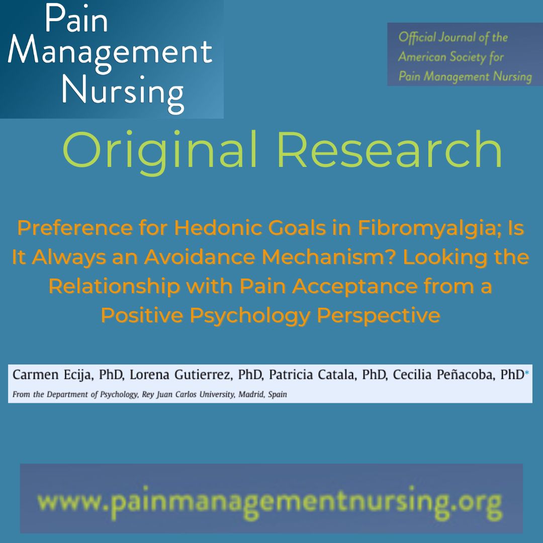 Original Article:

painmanagementnursing.org/article/S1524-…

#NurseTwitter
#chronicpain
#nursing
#fibromyalgia
#chronicpain
#chronicpainmanagent
#mentalhealth
#selfcare
#chronicillness  
#enfermeras
#dolor