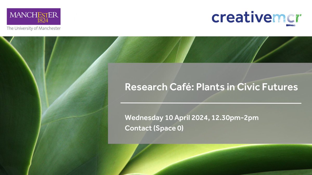 IN 2 WEEKS - Research Café: Plants in Civic Futures 🌿 Join us for an informal networking lunch to discuss interdisciplinary perspectives on plant lives and plant thinking. 🗓️ 10 April ⏰ 12.30pm-2pm 📍@ContactMcr 🎟️ FREE Book: eventbrite.co.uk/e/research-caf… @heritagemcr