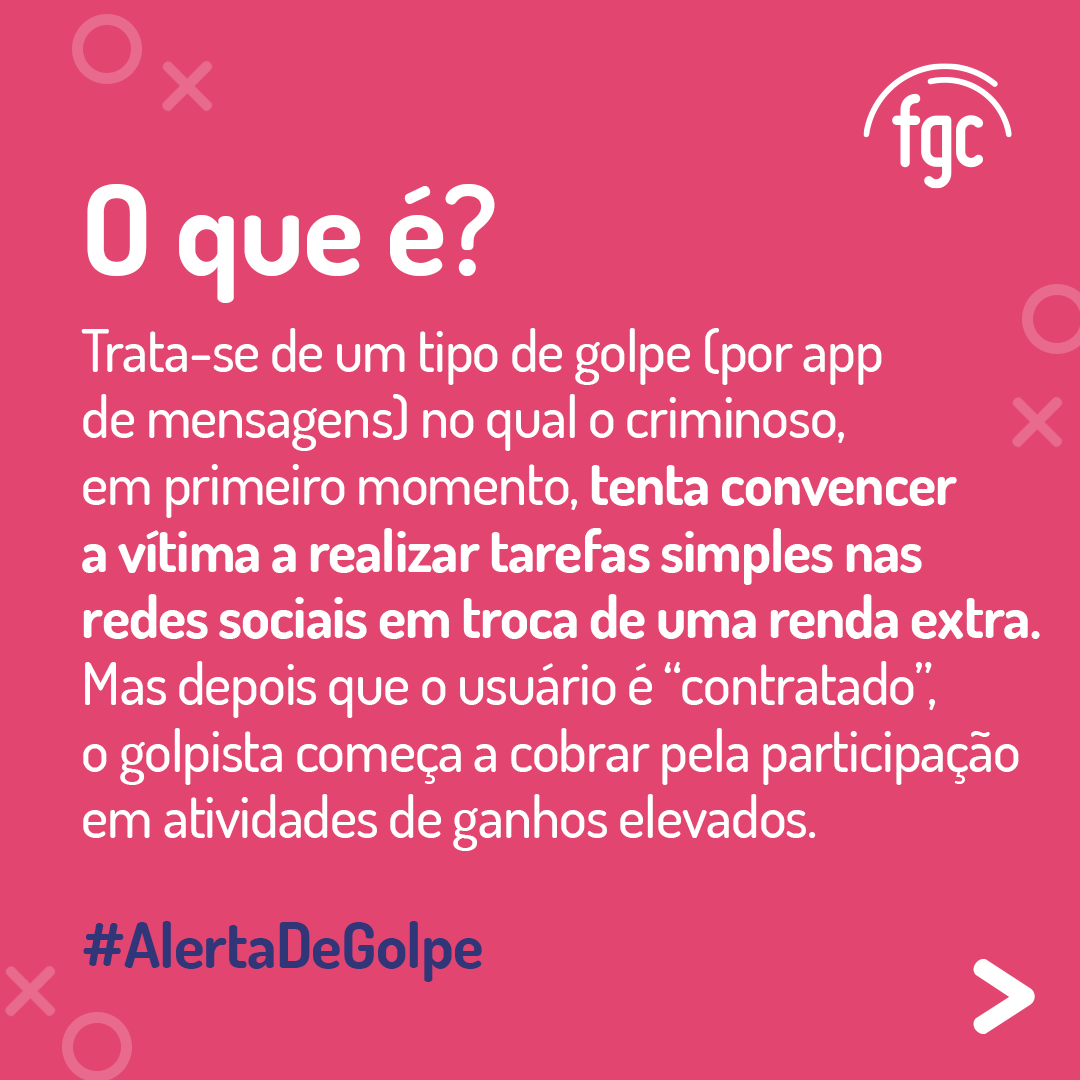 fgc_br's tweet photo. 🚨 #AlertaDeGolpe 🚨

Criminosos estão se passando por recrutadores interessados em contratar pessoas para realizar tarefas simples nas redes sociais. Porém, as vítimas logo são obrigadas a pagar para participar de algumas dessas atividades. 🚓

Recebeu uma notificação parecida? Desconfie!

Saiba mais em: https://t.co/lQcNSnC6vE

#FGC #FGCInforma #SegurançaFinanceira