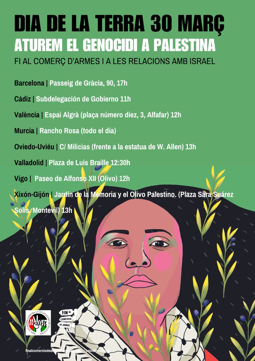 luchainternacio's tweet photo. El 30 de març commemorem l'aniversari de la vaga general de 1976 en resposta al pla de robatori de terres palestines per convertir-les en colònies d'Israel. Sortim al carrer per reclamar al govern espanyol que trenqui relacions amb Israel per aturar el genocidi a #Gaza https://t.co/N6SVhFwZuu