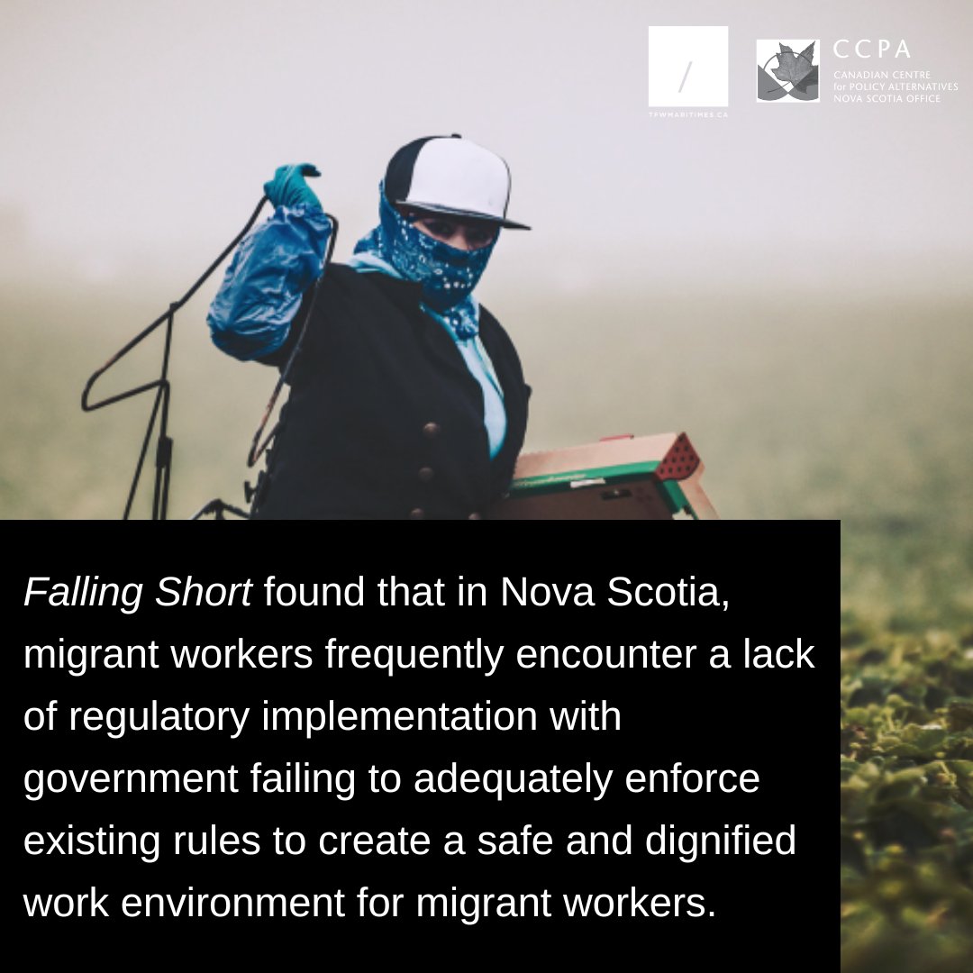 Falling Short: Troubles with the Seasonal Agricultural Worker Program in Nova Scotia found migrant workers encounter lack of regulatory implementation with govt failing to enforce existing rules to create a safe and dignified work environment. #NsPoli

policyalternatives.ca/fallingshort