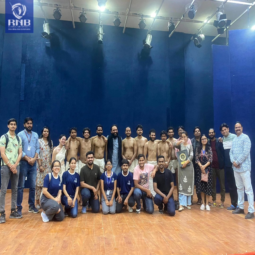 RNBGlobalUniv's tweet photo. Relive #Bikaner Theatre Festival 2024 at #RNBGlobalUniversity! Anurag Kala Kendra presented captivating dramas addressing societal issues. Students enhanced event #management &amp; theatrical skills,faculty found teaching inspiration, &amp; the community united in cultural appreciation. https://t.co/c8ccmLO1t4