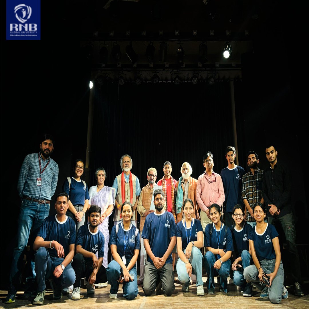 RNBGlobalUniv's tweet photo. Relive #Bikaner Theatre Festival 2024 at #RNBGlobalUniversity! Anurag Kala Kendra presented captivating dramas addressing societal issues. Students enhanced event #management &amp; theatrical skills,faculty found teaching inspiration, &amp; the community united in cultural appreciation. https://t.co/c8ccmLO1t4