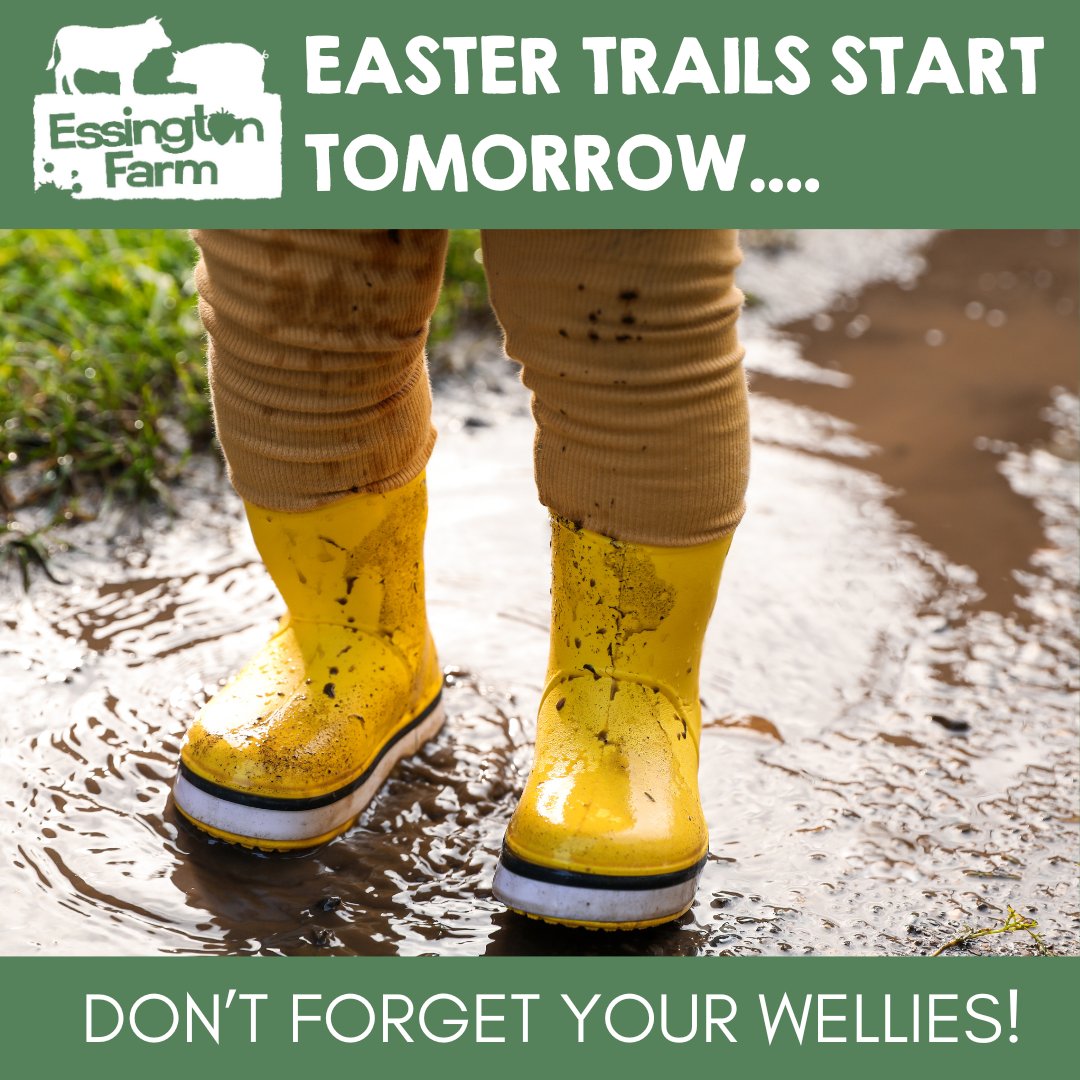 Joining us for our Easter Trail…?

Don’t forget to bring your wellies!

There’s plenty of muddy puddle jumping fun on offer after all the wet weather so don’t miss out during our Easter Trail!!

#essingtonfarm #easterfun #eastertrail #easterholidays #workingfarm