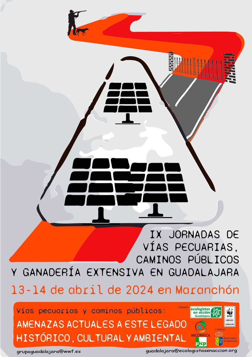 EAGuada's tweet photo. Ya están aquí las IX Jornadas de Vías Pecuarias, Caminos Públicos y Ganadería Extensiva en Guadalajara, que celebraremos 13 y 14 de abril en Maranchón. Este año analizaremos nuevas amenazas: la caza y los parques fotovoltaicos. ¡Os esperamos! 🐑🐾 https://t.co/ff80j9bB6P