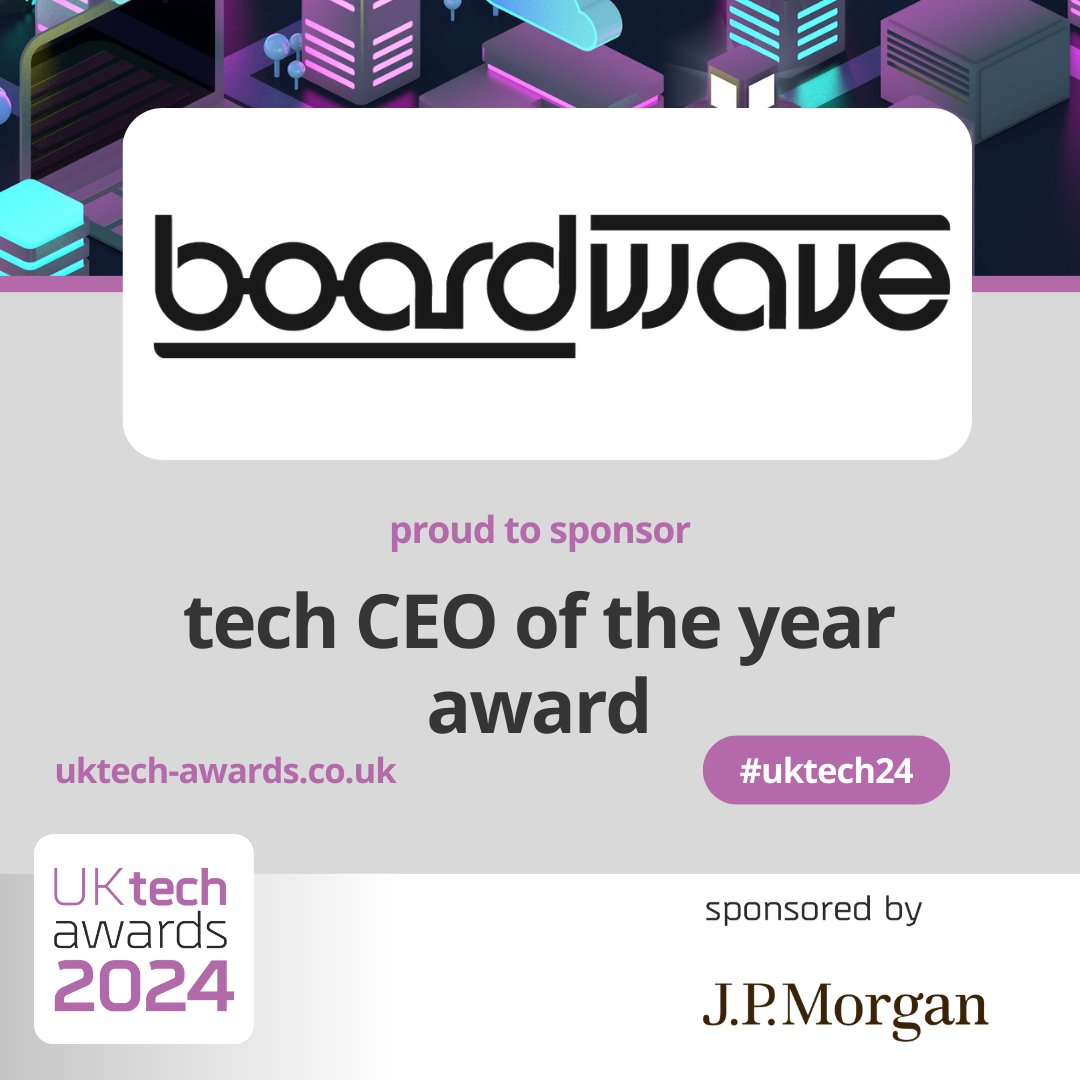 We are thrilled to be working with a brand new sponsor at this year's UK tech awards 2024. A big welcome to @Boardwavers, sponsor of the tech CEO of the year award #welcome #sponsor #techceo #uktech24