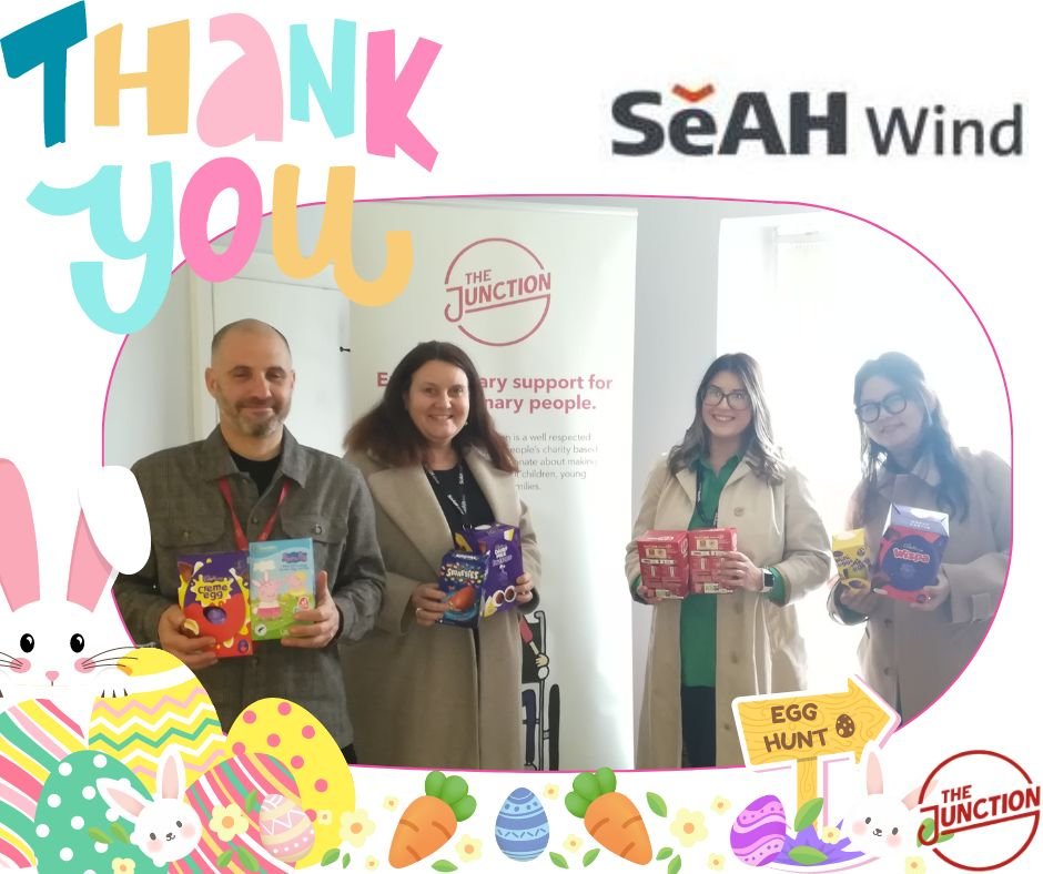 Thank you to the fabulous SeAH Wind Ltd team for their very generous donations of chocolate eggs We are sure these delicious treats will bring a smile to a child from The Junction this Easter #EasterAppeal, #CharityAppeal, #NortheastEngland, #MakeADifference #Teesvalley #easter