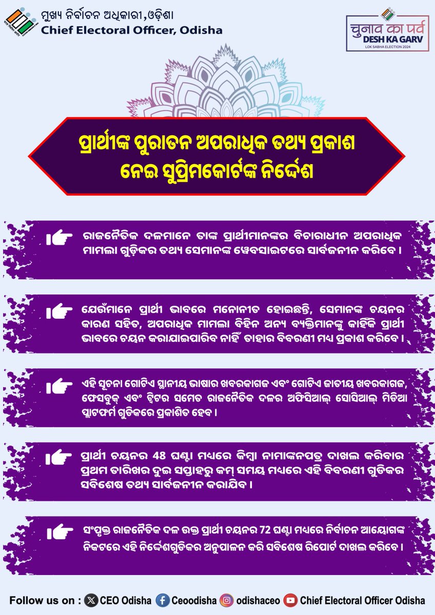 Chief Electoral Officer, Odisha tweet media