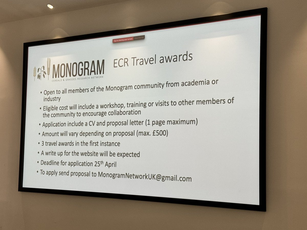 Exciting opportunity for an ECR travel award. Deadline is 25th of April