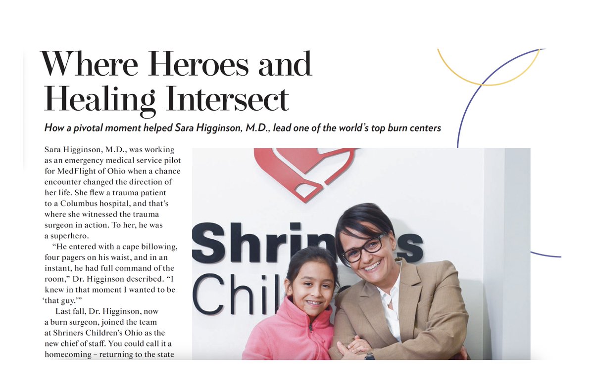 'Shriners Children's is the rock star in the burn world.' - Sara Higginson, MD, Chief of Staff at Shriners Children's Ohio. Tap to read about about the pivotal moment that changed the direction of Dr. Higginson's career: ow.ly/3OGW50QUSMT