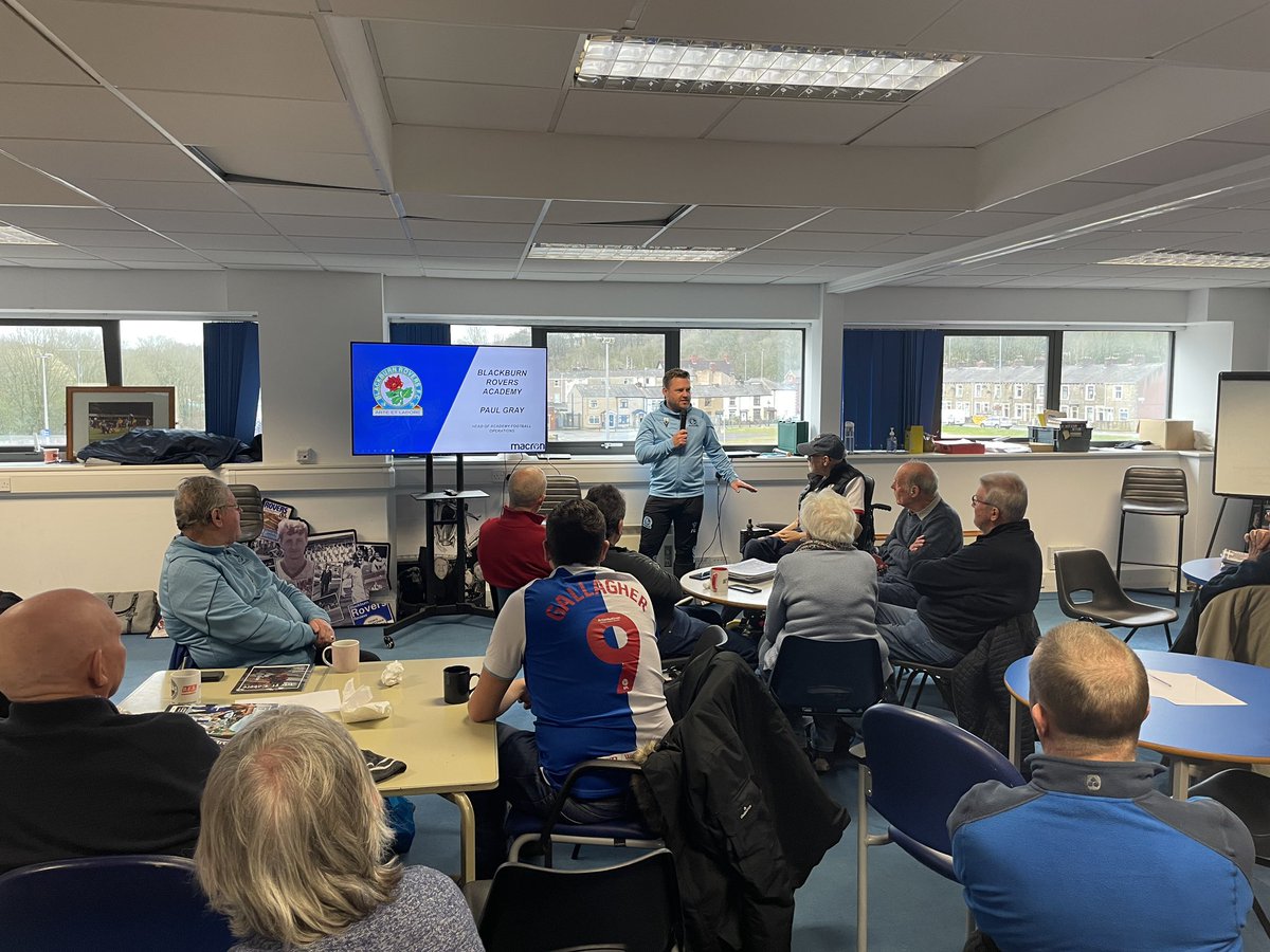 BRFCTrust's tweet photo. 👏We were privileged to be joined by the Head of Academy Football Operations @Rovers @coachPG009 at Remember the Rovers who gave a fascinating insight into what goes on behind the scenes at Brockhall!

#BRCTInclusion #BRCTHealthandWellbeing #Rovers | @AgeUKBwD https://t.co/L7DUqvpkTD