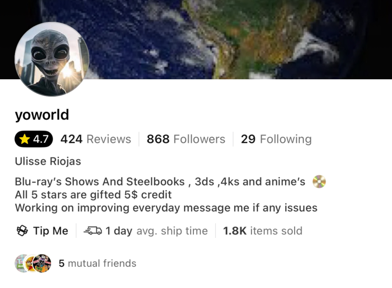 BucketOPants's tweet photo. @Whatnot - I was wondering why sellers on your platform were allowed to buy good reviews.  It's interesting how bad sellers can just whitewash their scores. https://t.co/bTtkIKaaUu