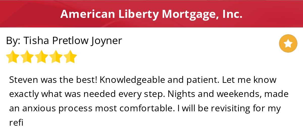 ALMwakeforest's tweet photo. 5 Star: Tisha P. "Steven was the best!  Knowledgeable and patient..." https://t.co/YaeRYWuAPG