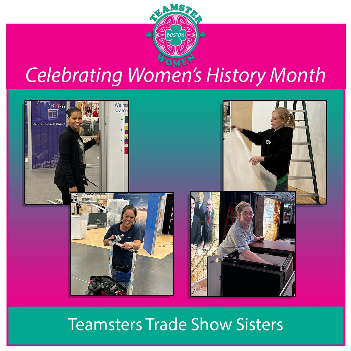 Teamsters Local 25 Trade Show sisters help Boston shine! Hundreds of thousands of people visit Massachusetts every year from across the globe to attend trade shows and conventions, and the set-up is done by Teamsters - many of them women. #teamsterslocal25 #teamsters #bostonma